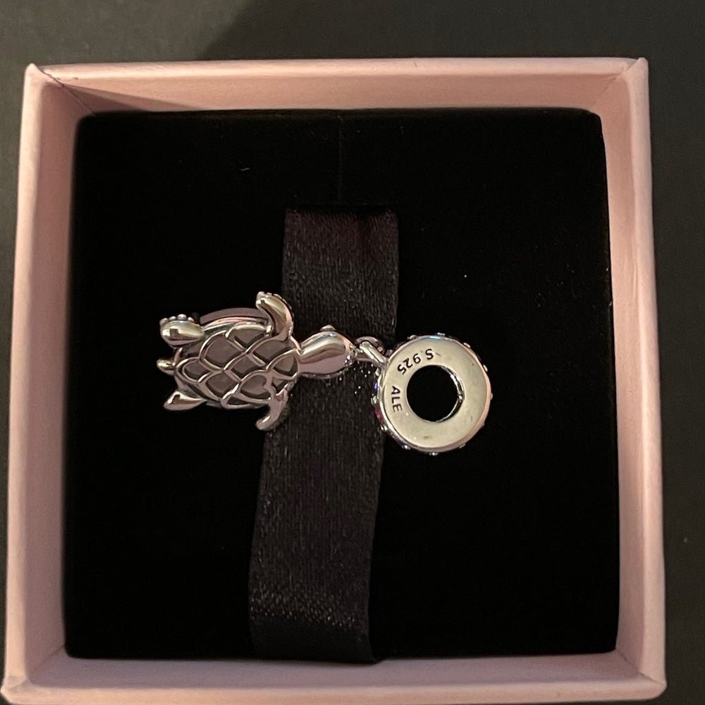 Pandora Murano Glass Pink Sea Turtle Dangle Charm - Picture 2 of 3